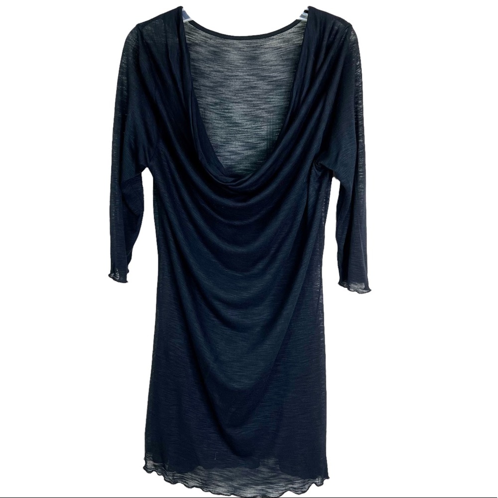 NWOT Blue Life Cowl Neck 1/2 Sleeve Burnout Tunic Top in Navy Women’s Sz S